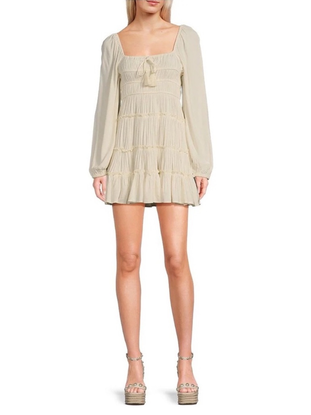 Chelsea & Violet Long SleeveTiered Smock Ivory Dress | NWT!